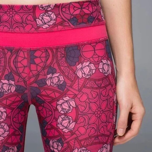 Lululemon Inspire Crop I All Full-On Lux 4 Pink Rose Floral Leggings! - Picture 4 of 15
